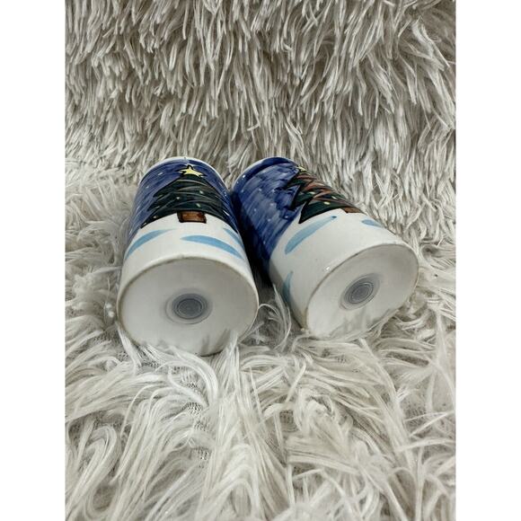 VTG Christmas Salt Pepper Shakers Snowman‎ Scene Tabletops Unlimited Winterland - Picture 4 of 4